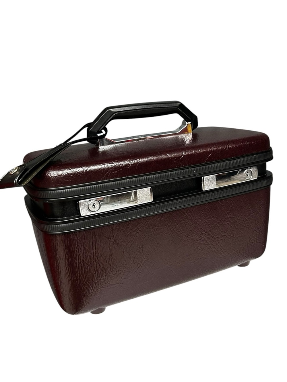 Vintage Samsonite Oxblood Burgundy Train Case Hard Shell Makeup Case Travel